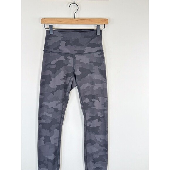 Lululemon Women Leggings Gray Wunder Under Crop Camo Pull On Stretch Yoga Size 4 - Picture 6 of 11